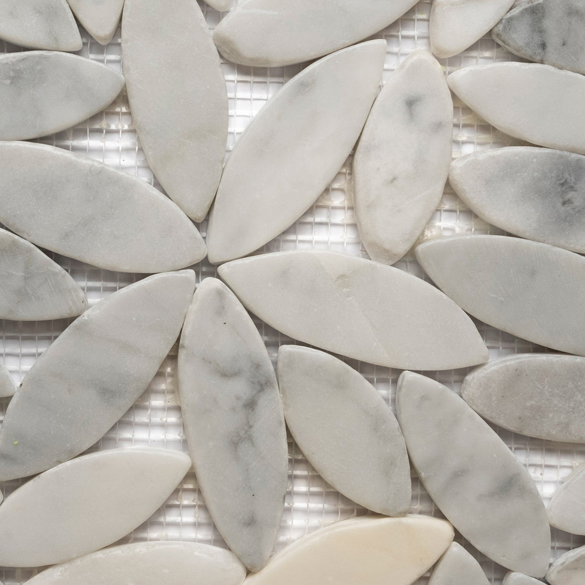 Flower Flat Sliced Super White Pebble Tile - Pebble Tile Shop