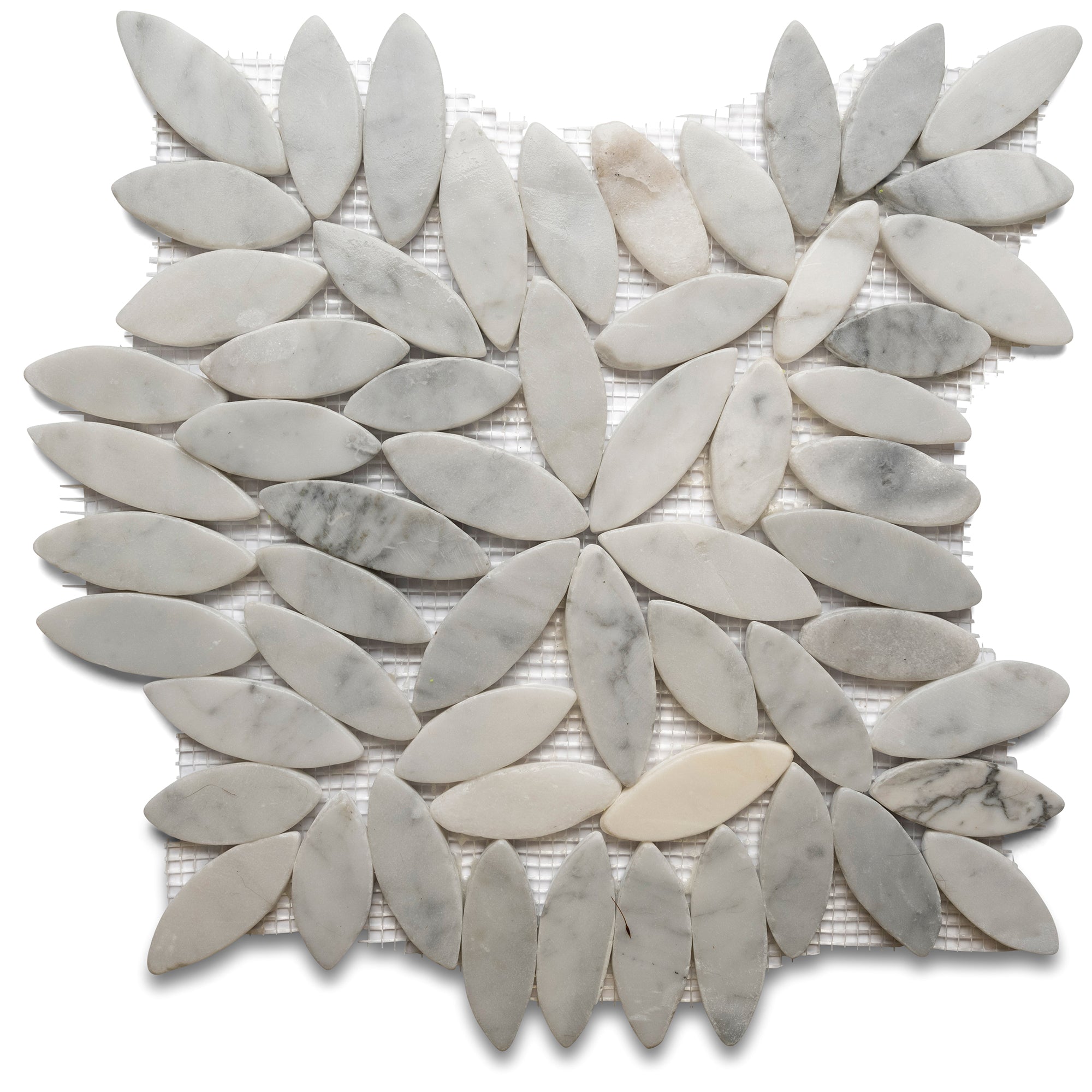 Flower Flat Sliced Super White Pebble Tile - Pebble Tile Shop