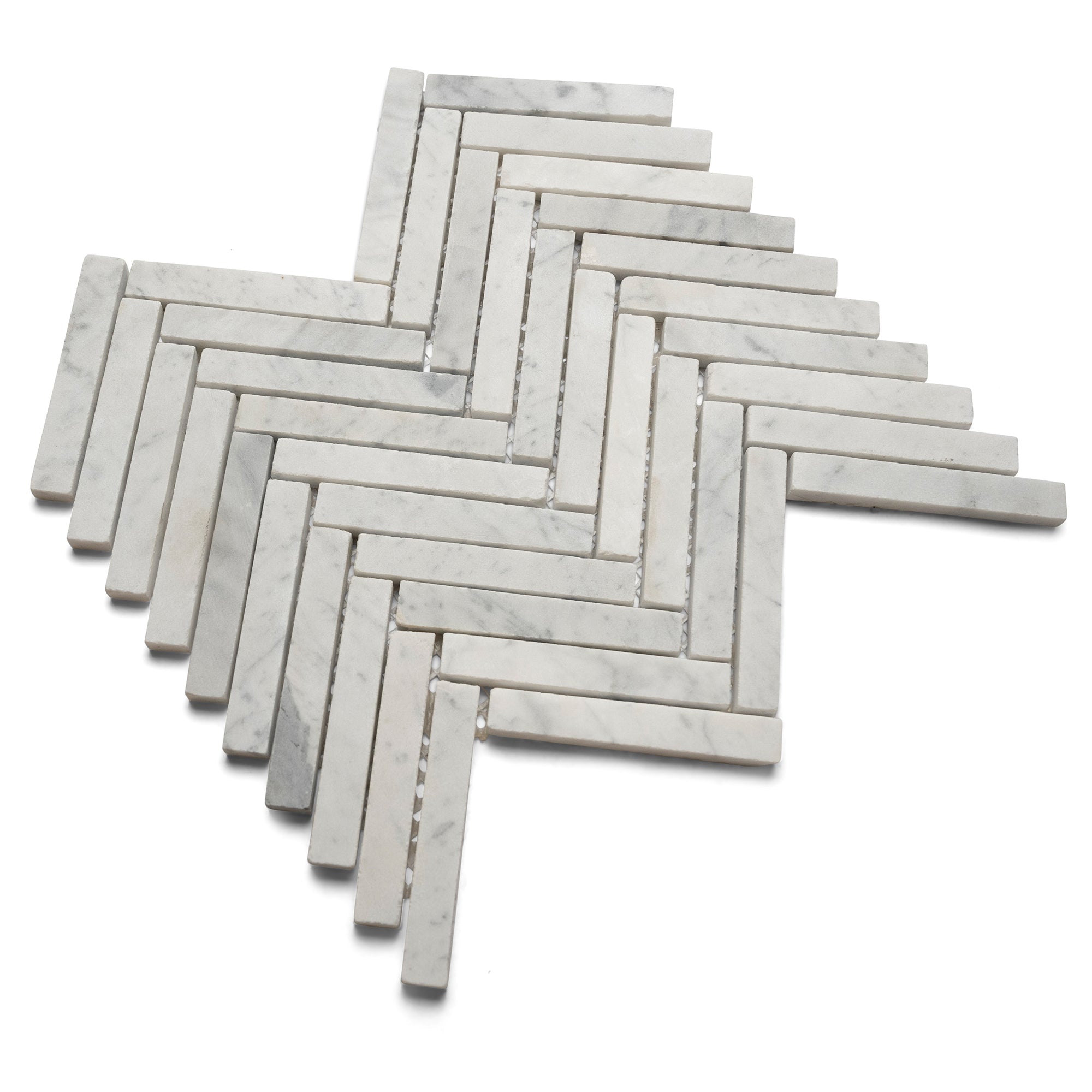 Carrara Small Chevron Mosaic Tile - Pebble Tile Shop