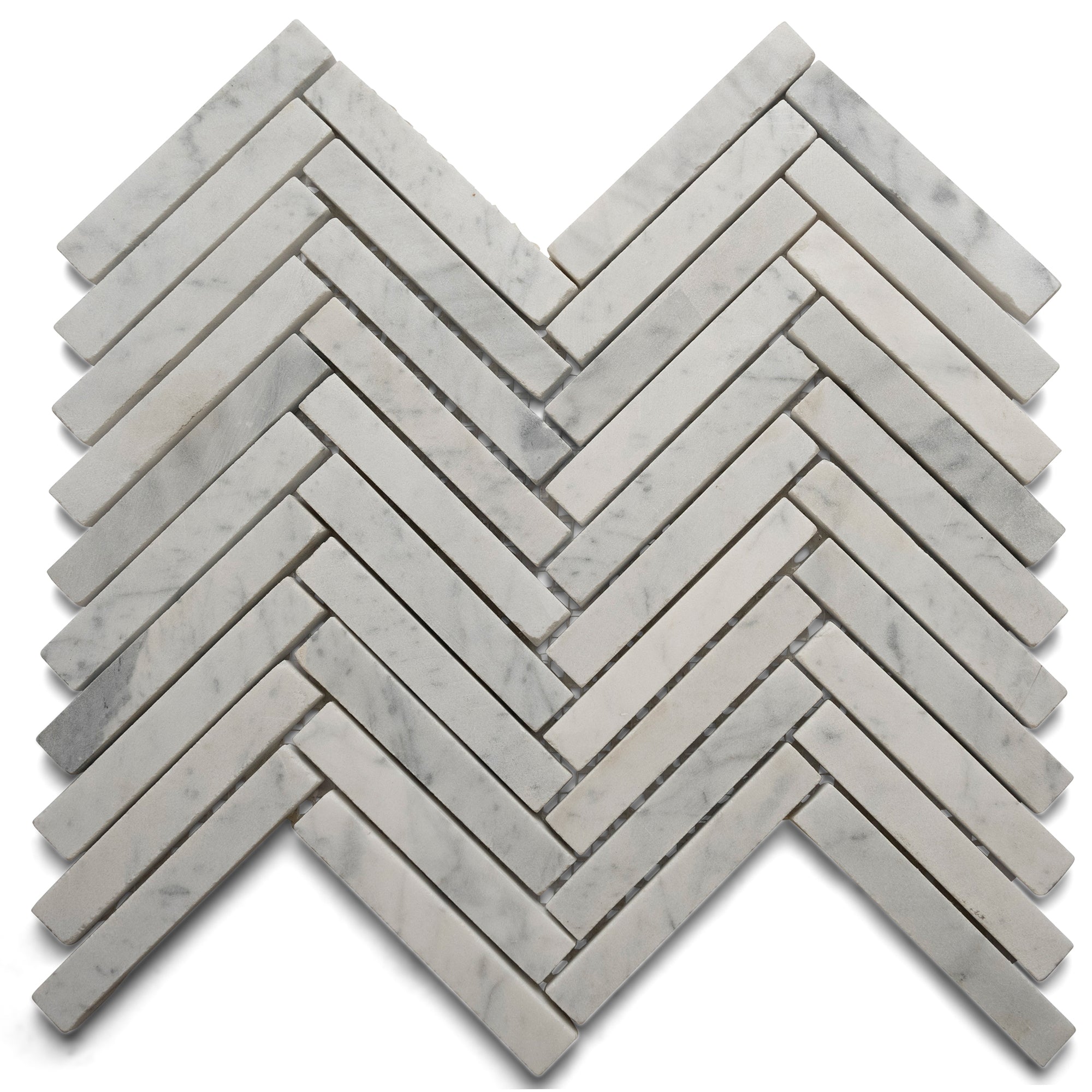 Carrara Small Chevron Mosaic Tile - Pebble Tile Shop