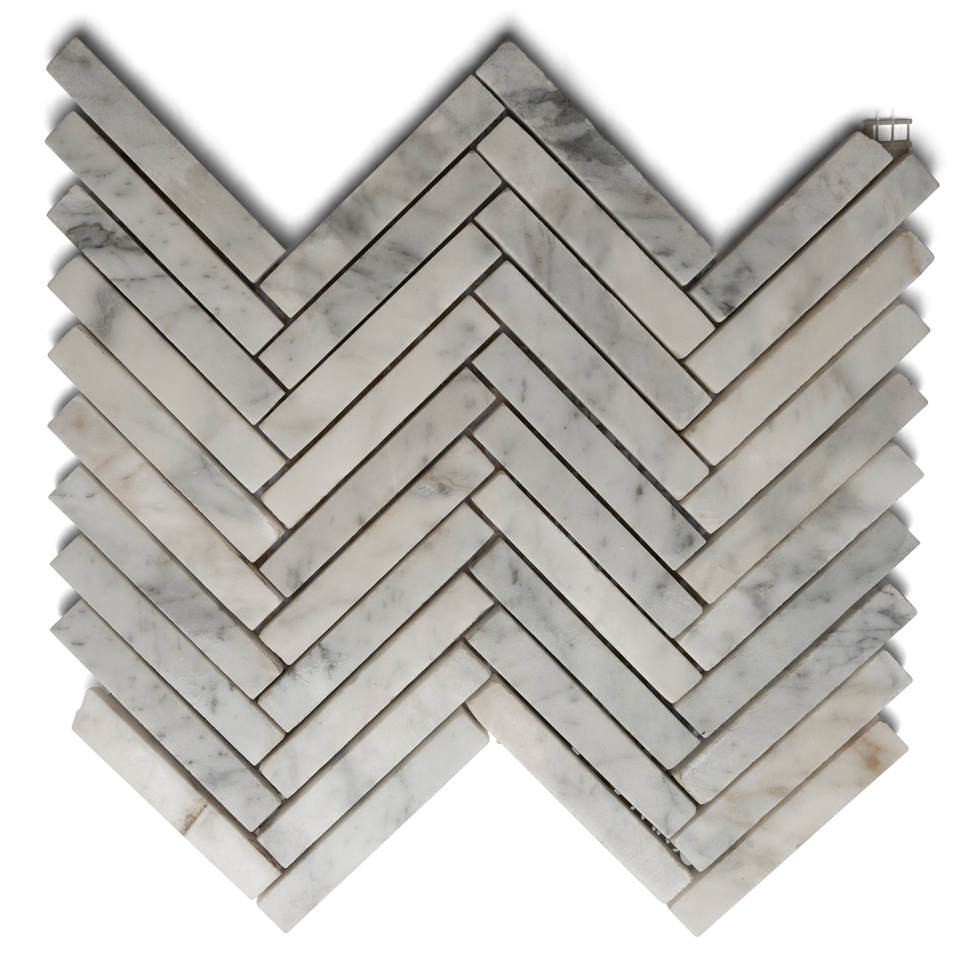 Carrara Small Chevron Mosaic Tile - Pebble Tile Shop