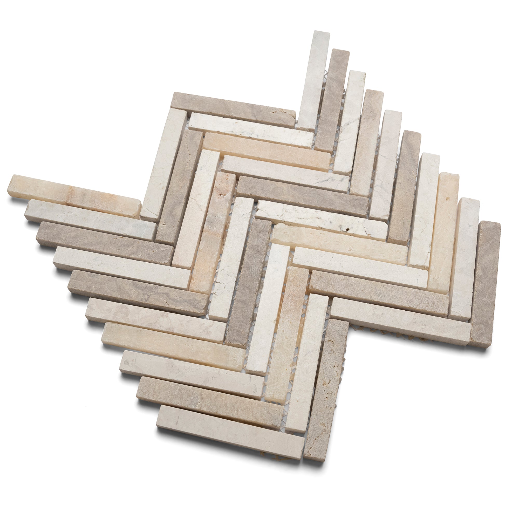 Mixed White And Onyx And Sunset Small Chevron Mosaic Tile - Pebble Tile Shop