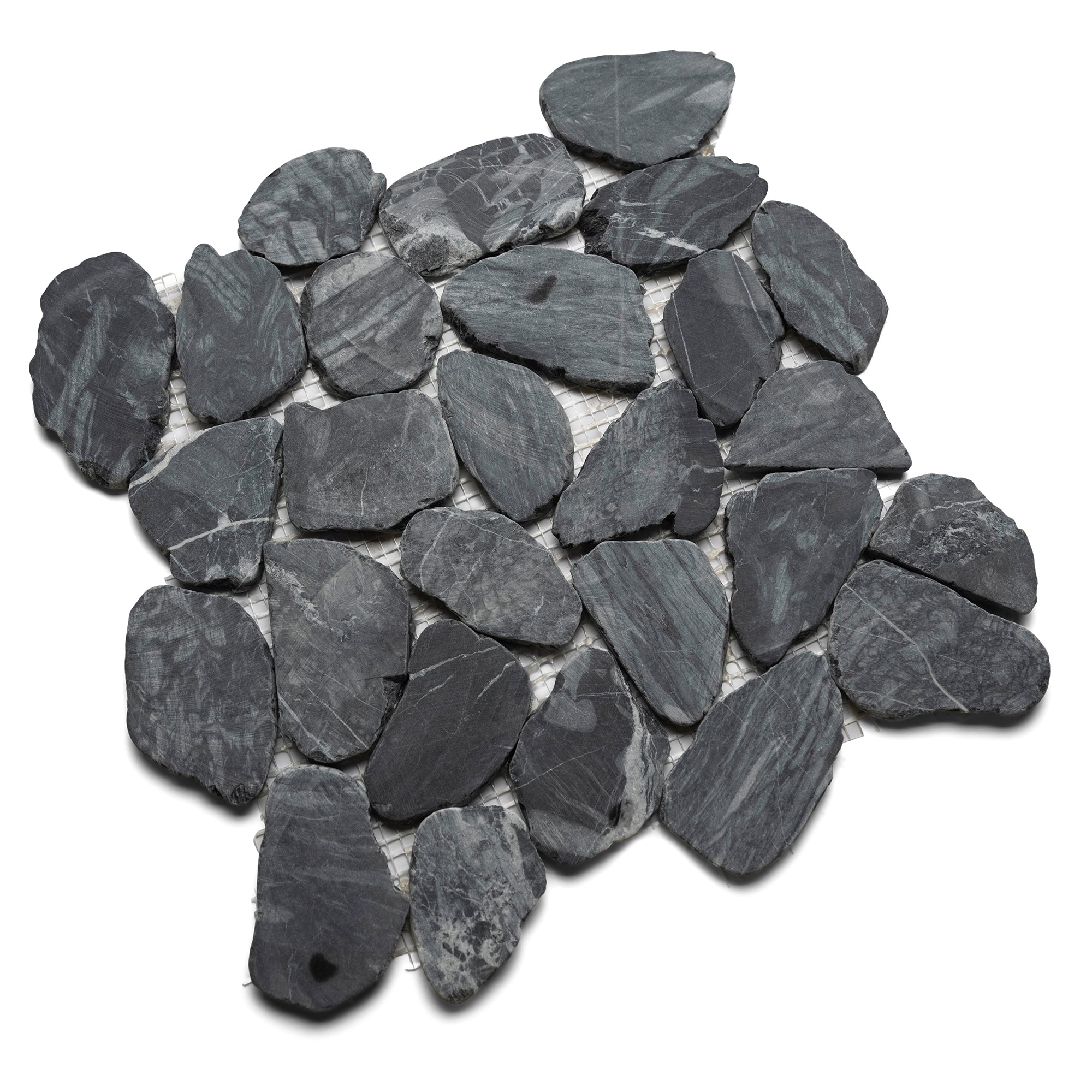 Tempest Black Xl Sliced Jumbo Pebble Tile - Pebble Tile Shop