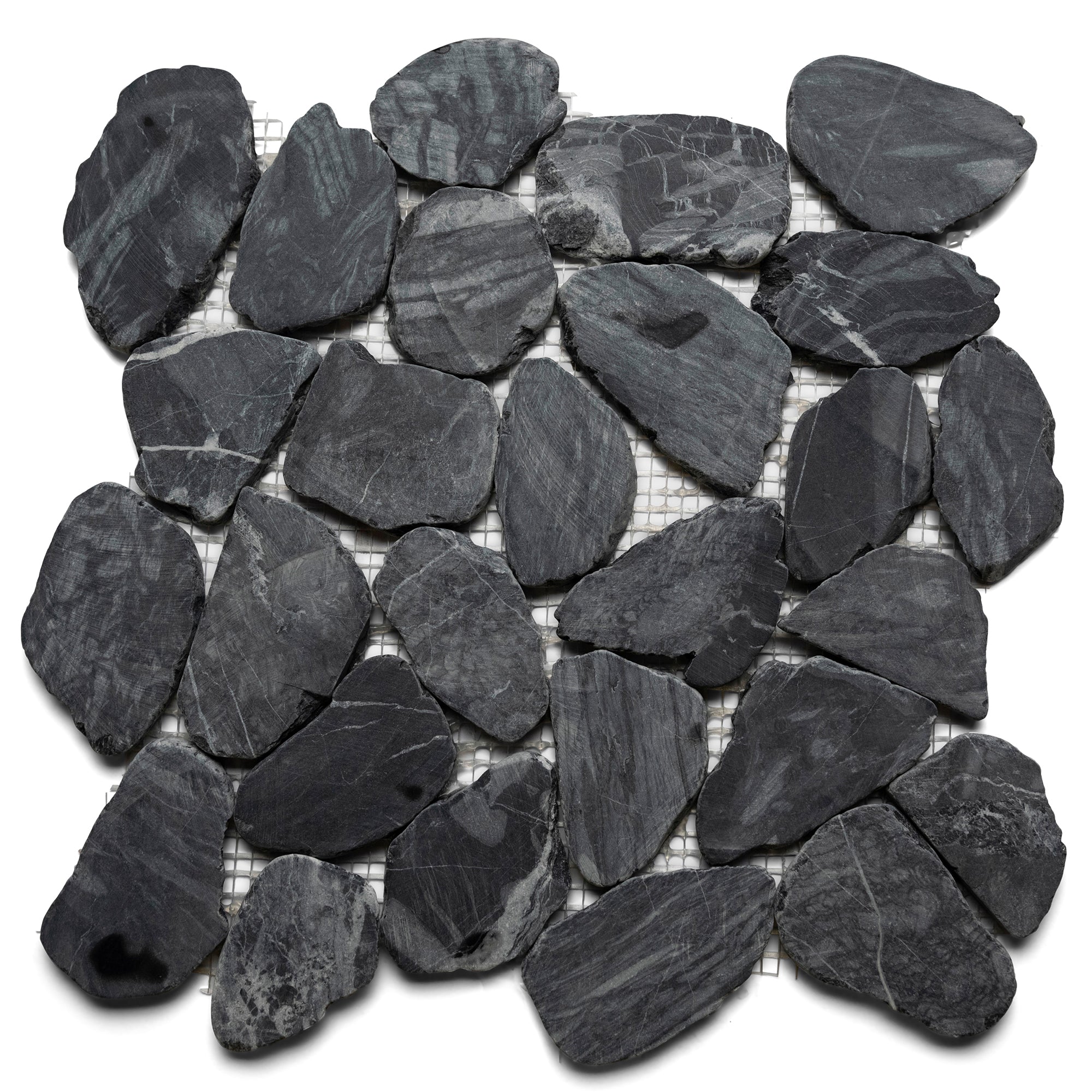 Tempest Black Xl Sliced Jumbo Pebble Tile - Pebble Tile Shop