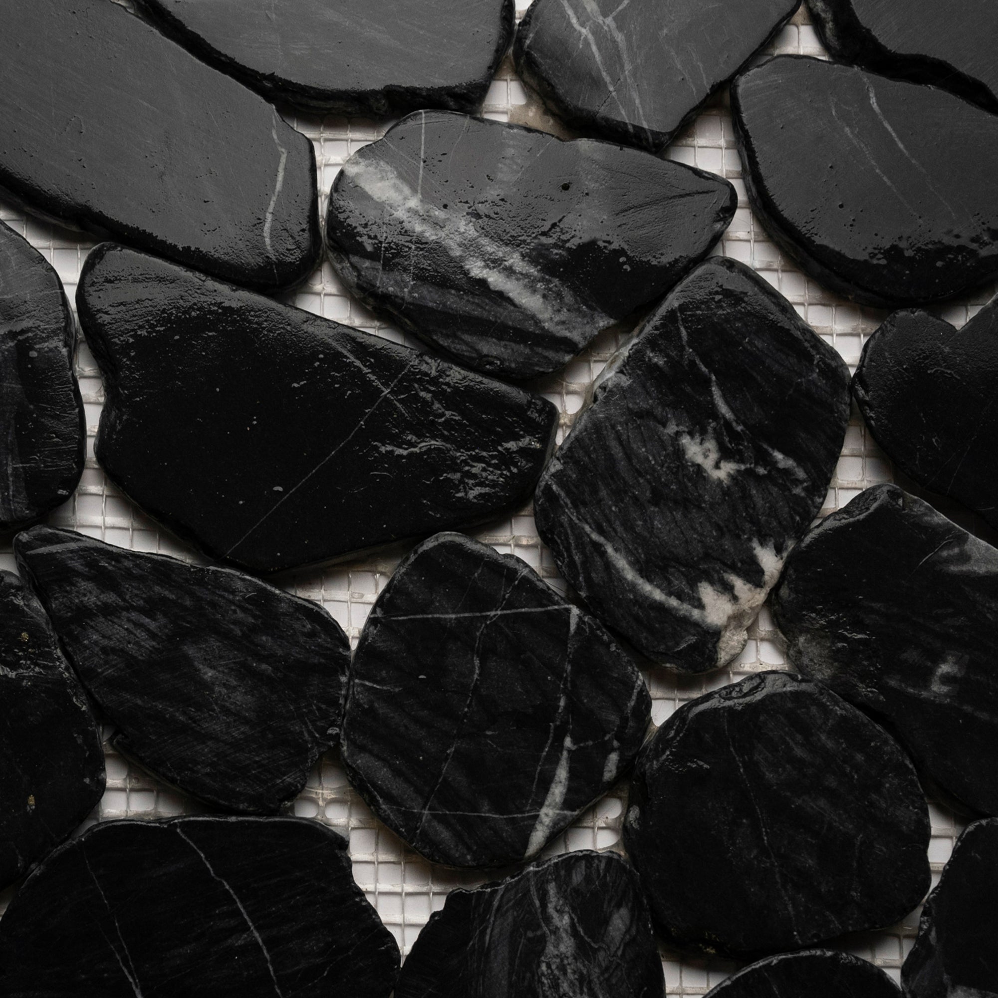 Tempest Black Xl Sliced Jumbo Pebble Tile - Pebble Tile Shop