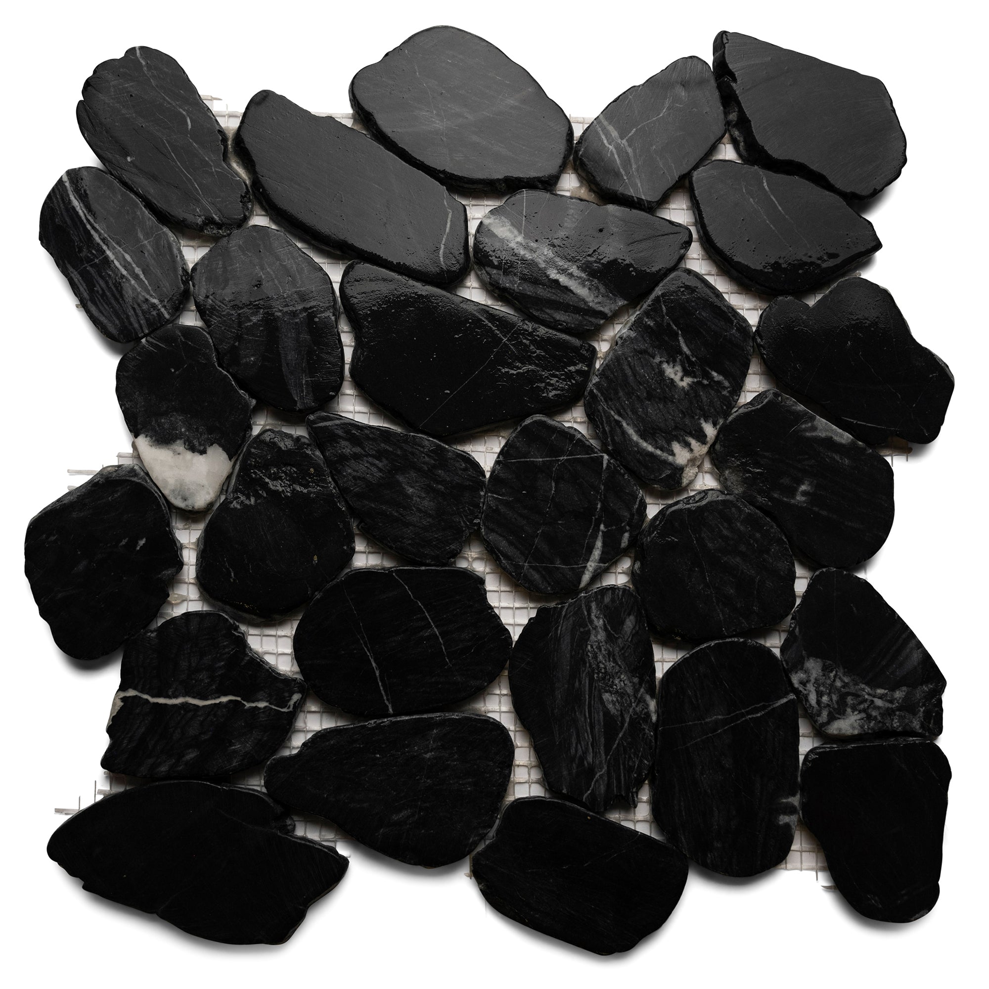 Tempest Black Xl Sliced Jumbo Pebble Tile - Pebble Tile Shop