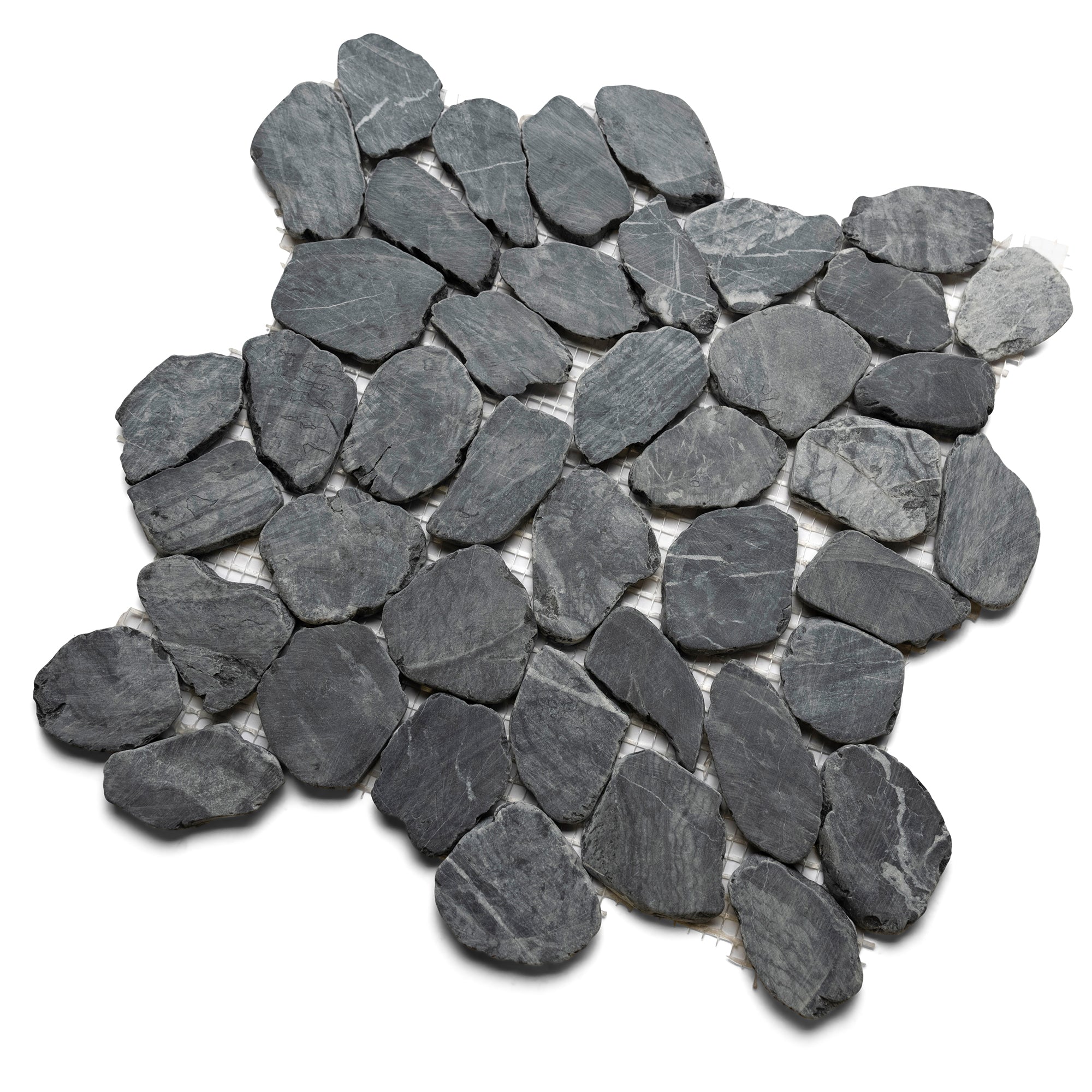 Tempest Black Sliced Round Medium Pebble Tile - Pebble Tile Shop