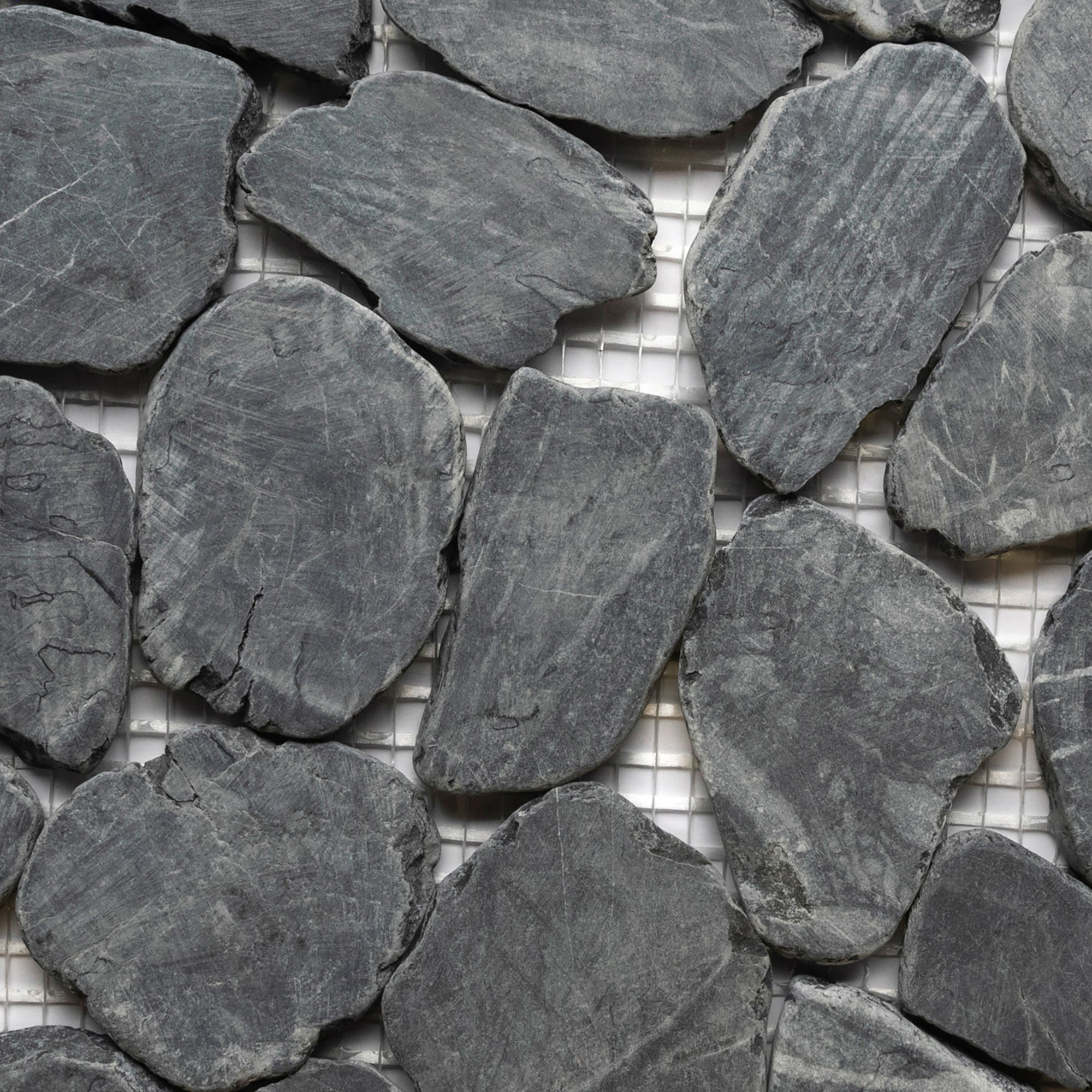 Tempest Black Sliced Round Medium Pebble Tile - Pebble Tile Shop