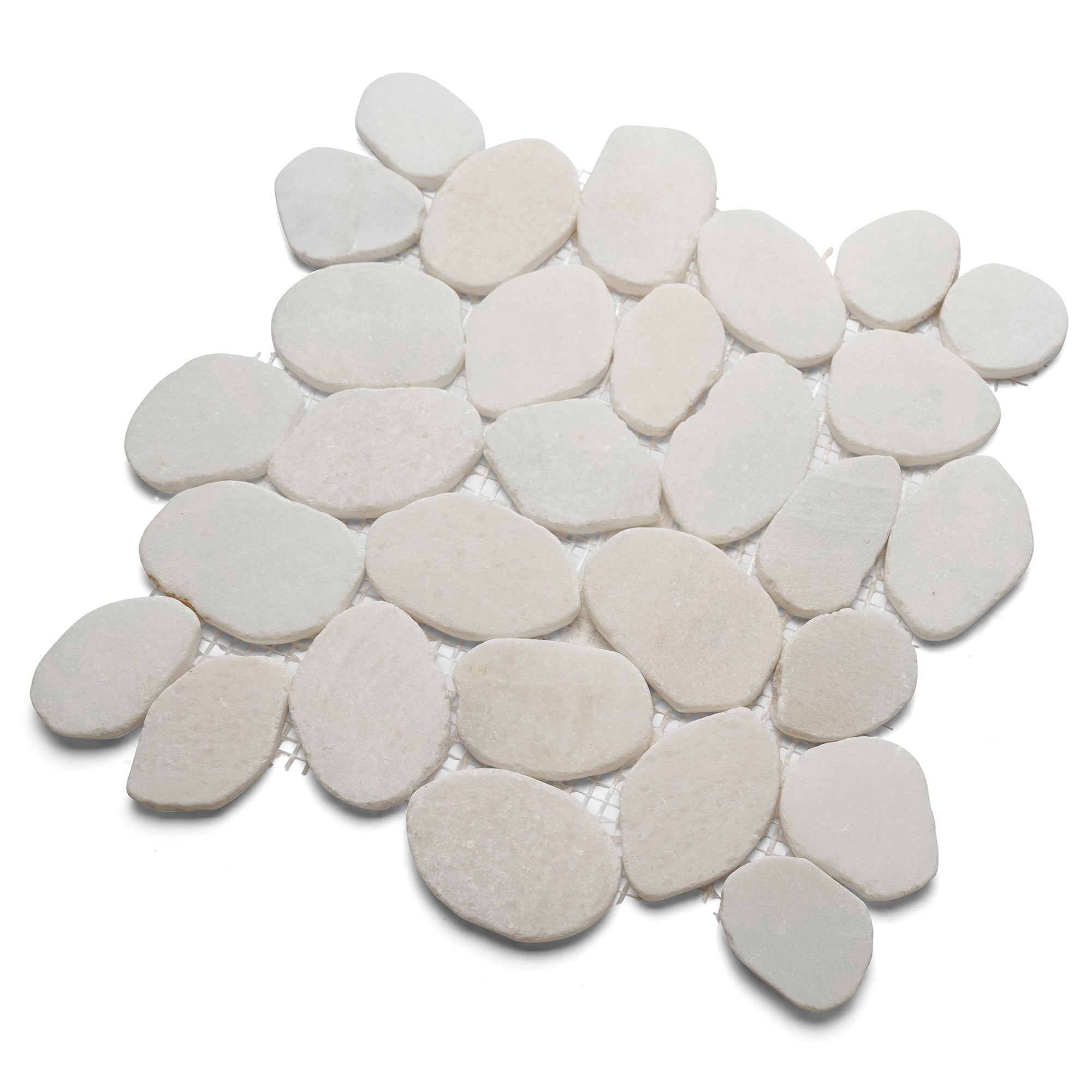 Milky White Xl Sliced Jumbo Pebble Tile - Pebble Tile Shop