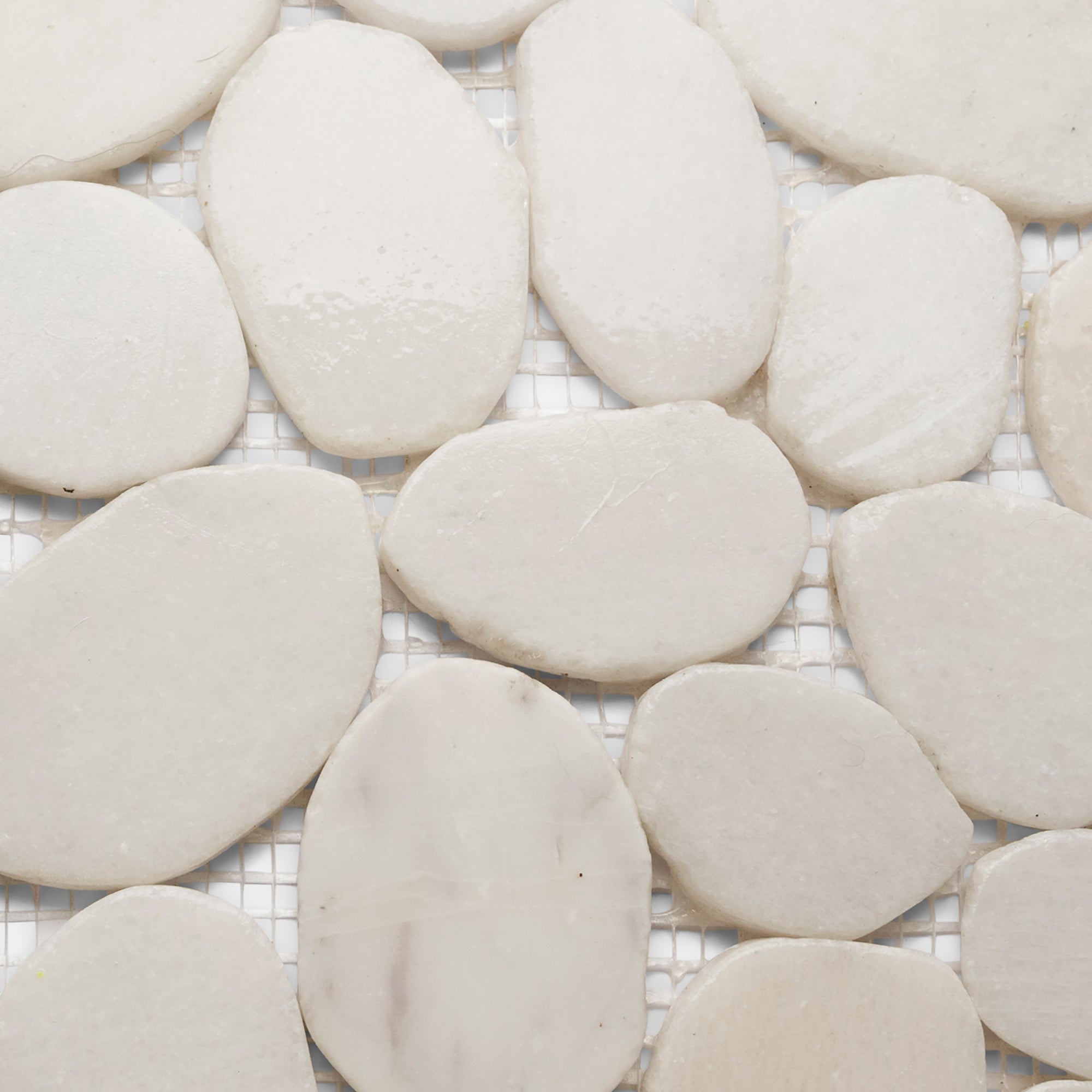 Milky White Xl Sliced Jumbo Pebble Tile - Pebble Tile Shop