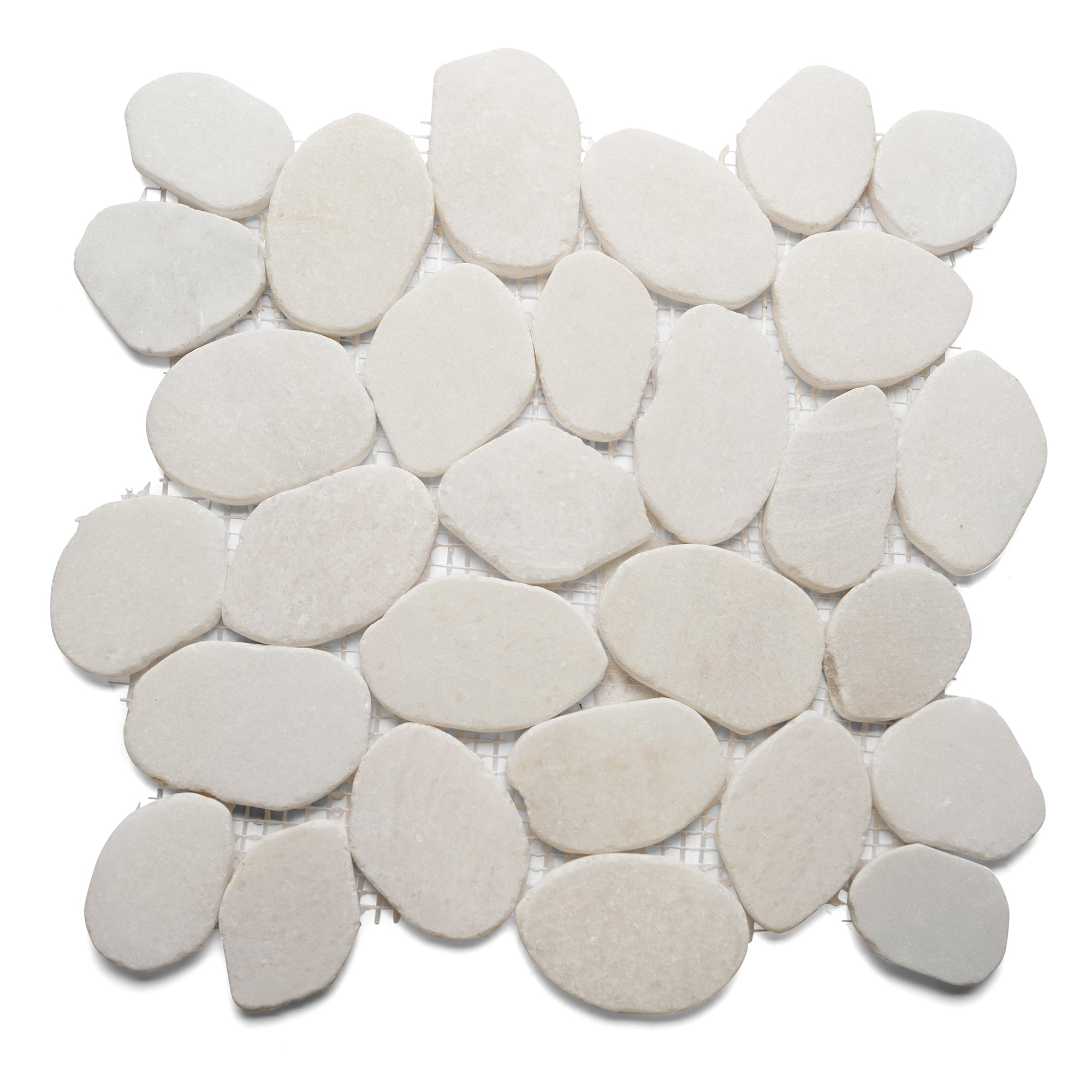 Milky White Xl Sliced Jumbo Pebble Tile - Pebble Tile Shop