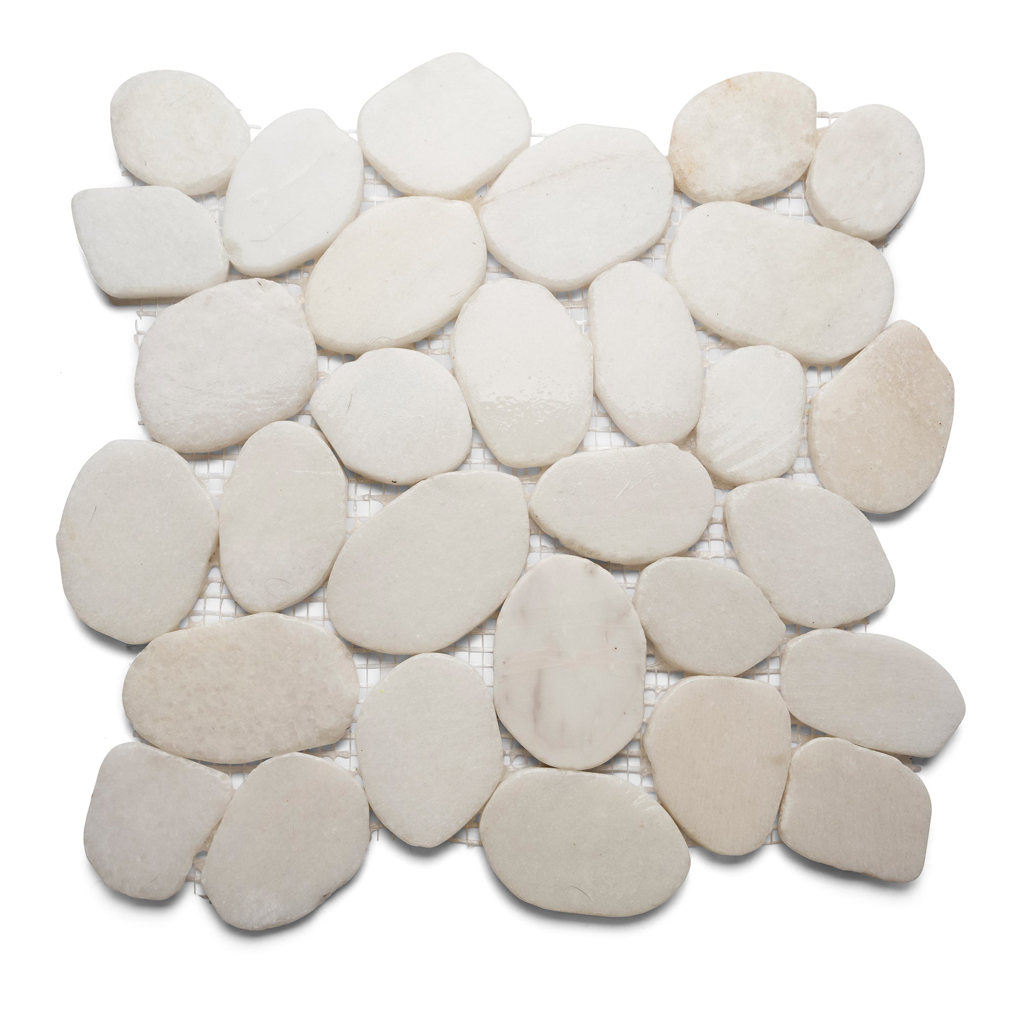 Milky White Xl Sliced Jumbo Pebble Tile - Pebble Tile Shop