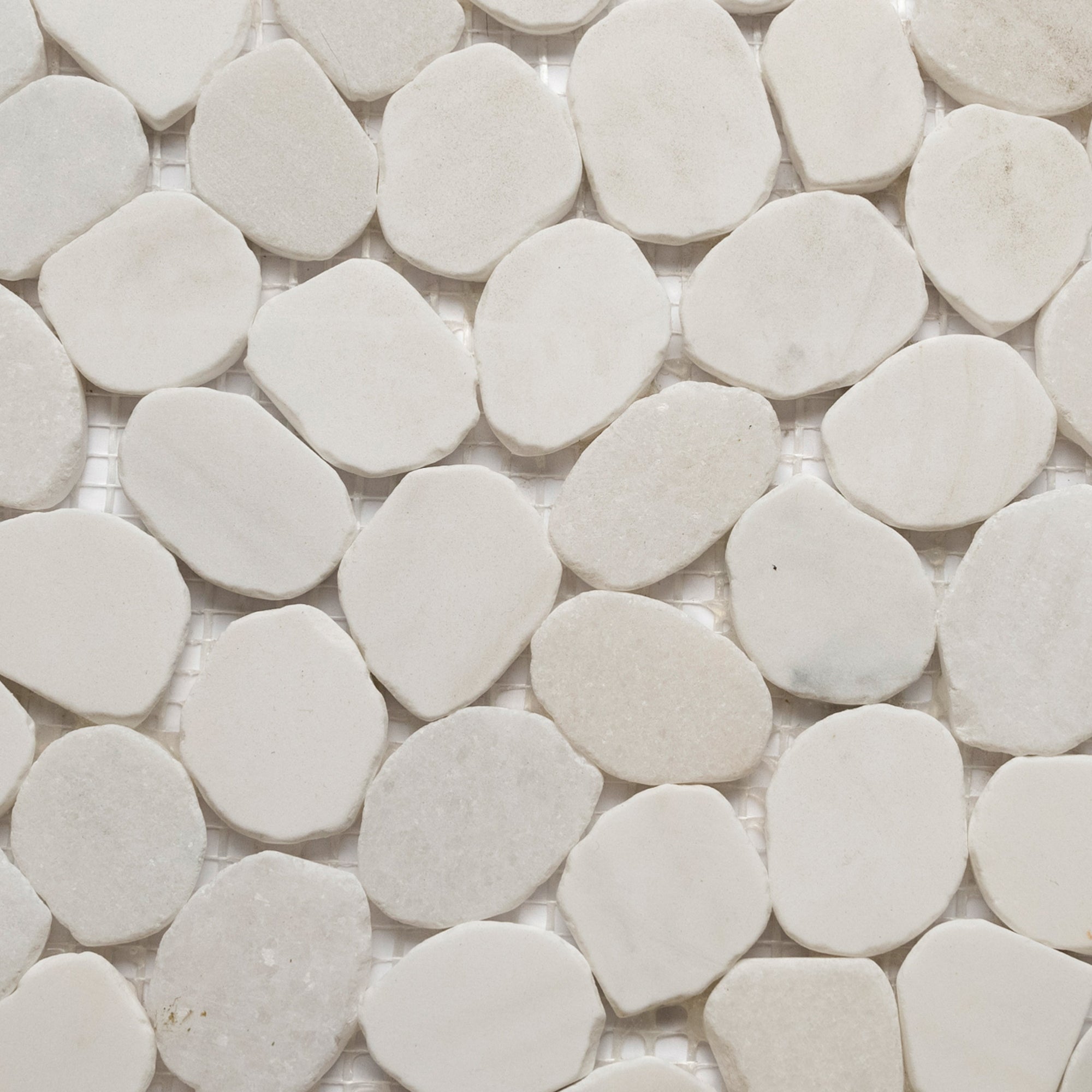 Milky White Small Round Sliced Pebble Tile - Pebble Tile Shop