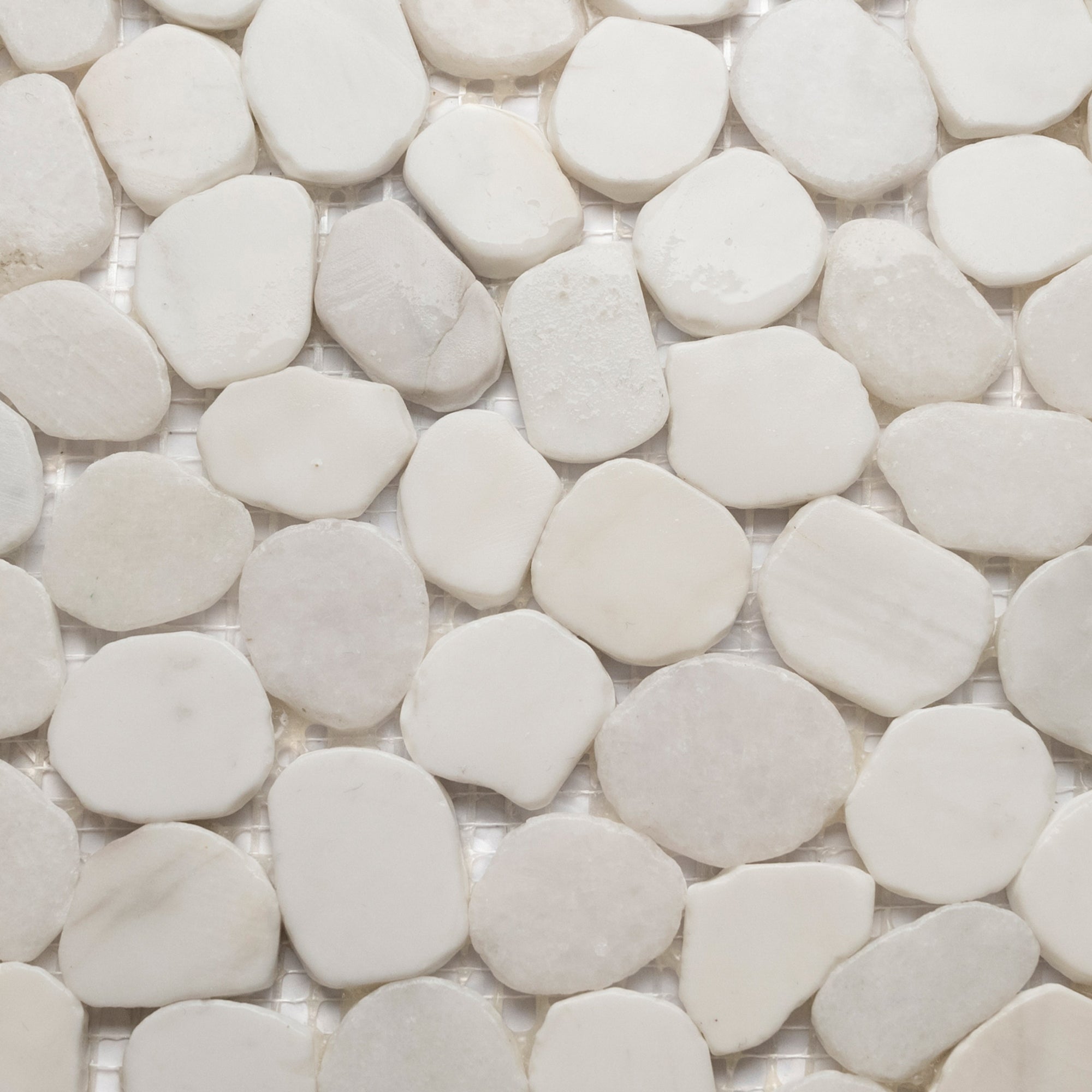 Milky White Small Round Sliced Pebble Tile - Pebble Tile Shop