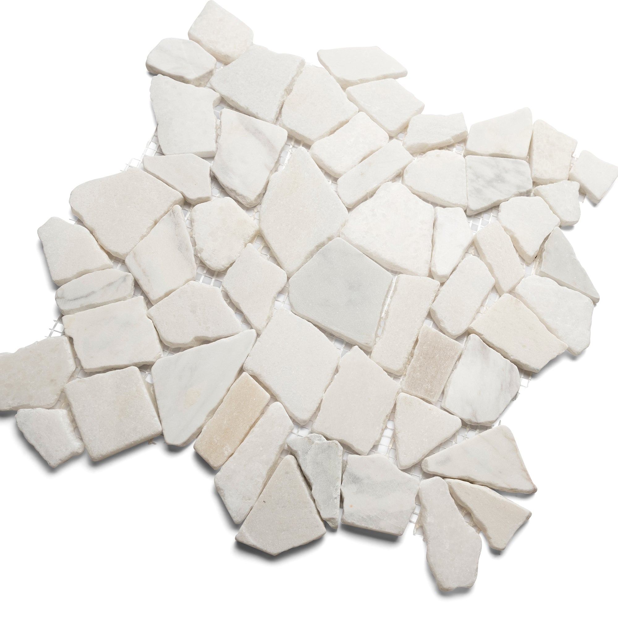 Milky White Pebble Stone Mosaic Tile - Pebble Tile Shop