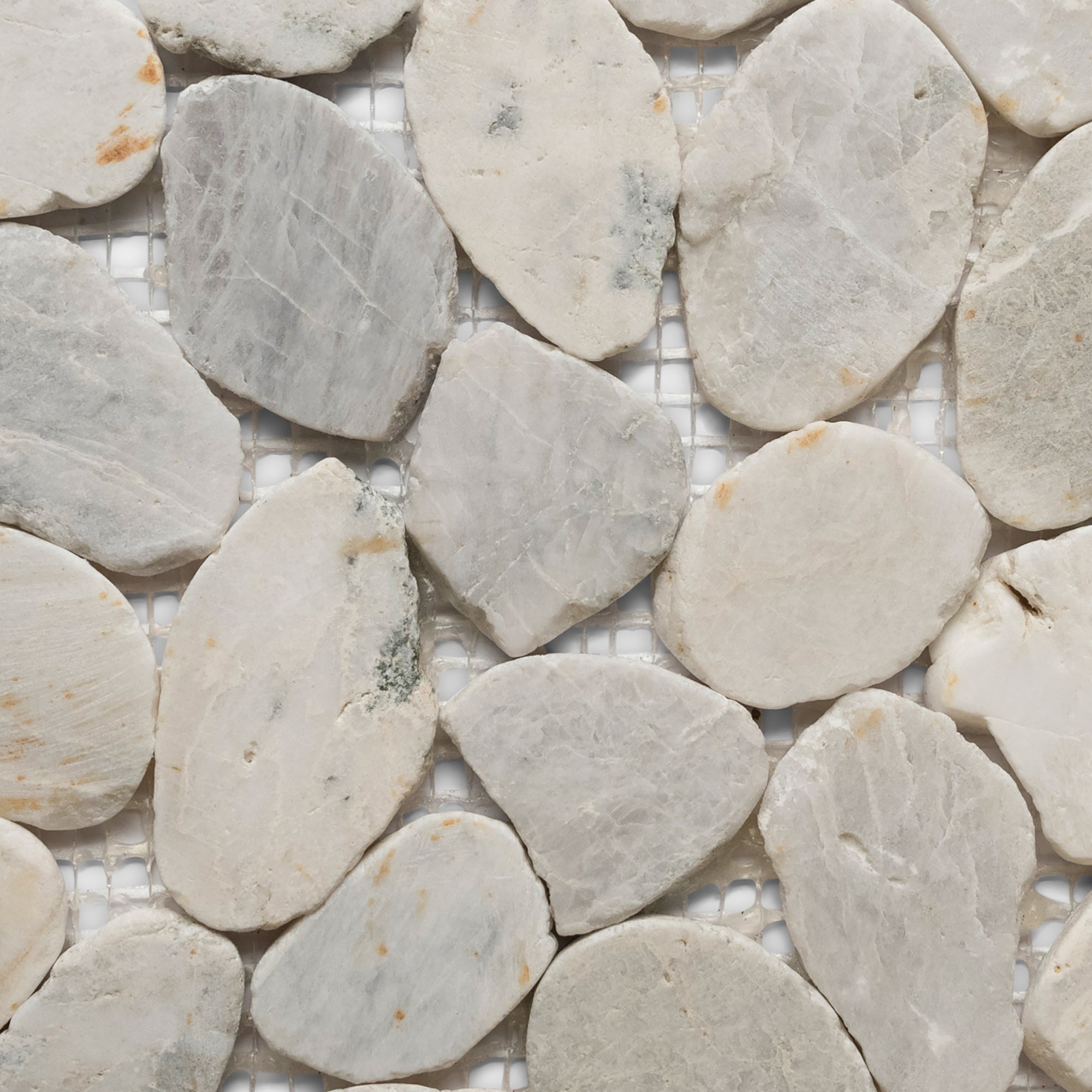 Glacier White Sliced Round Medium Pebble Tile - Pebble Tile Shop