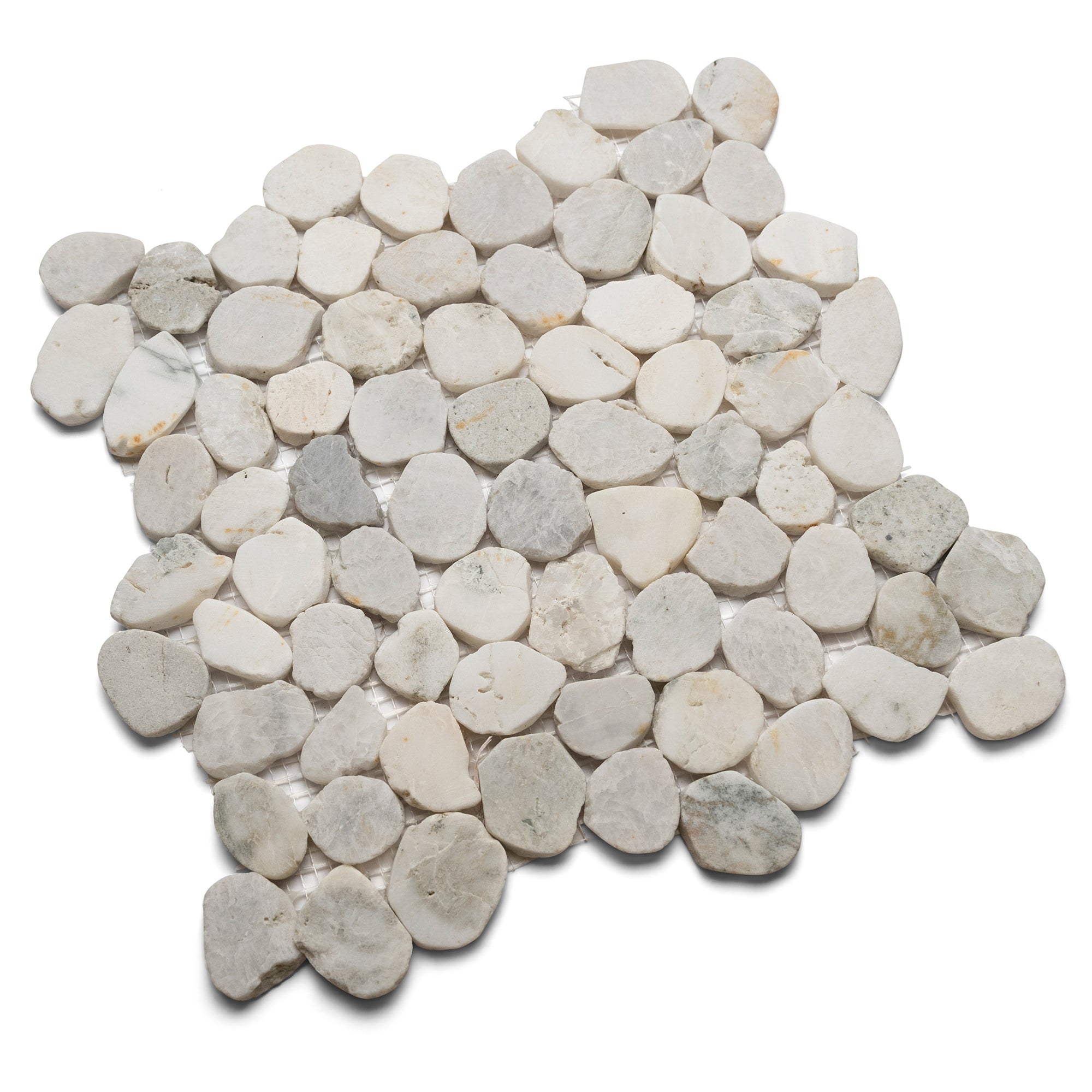 Glacier White Small Round Sliced Pebble Tile - Pebble Tile Shop