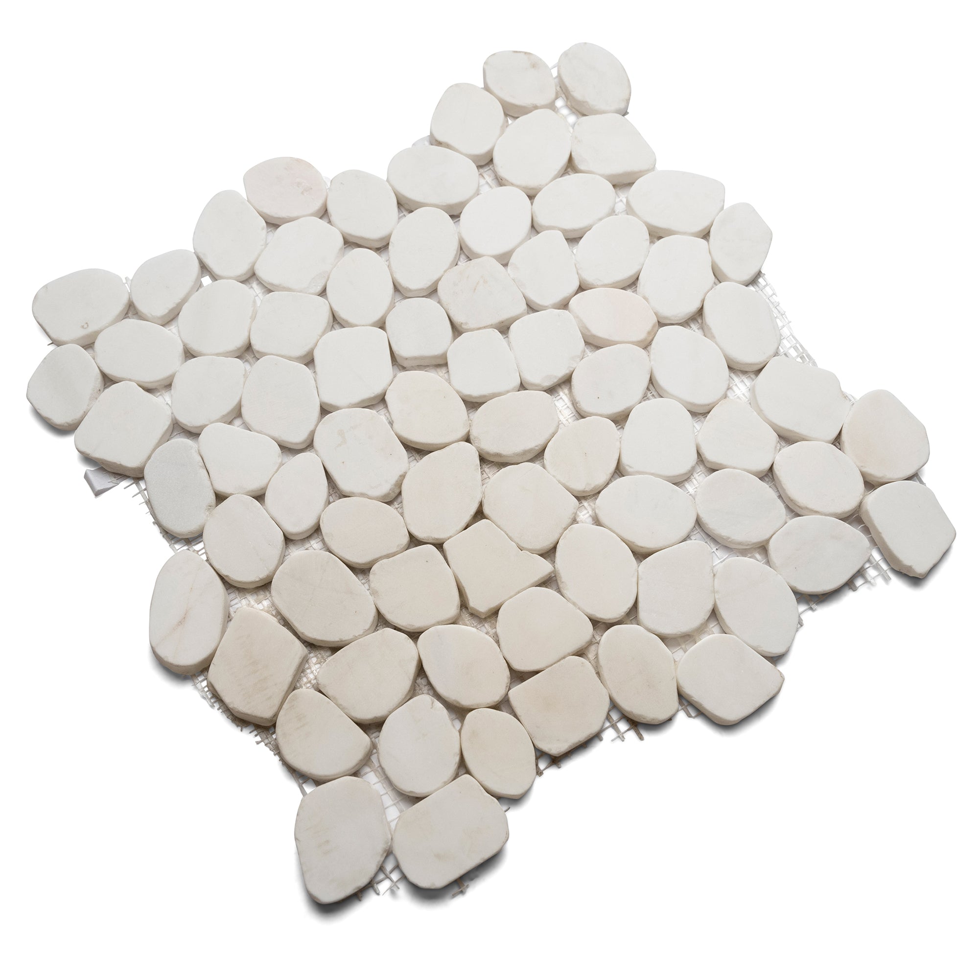 Bianco Dolomite Small Round Sliced Pebble Tile - Pebble Tile Shop