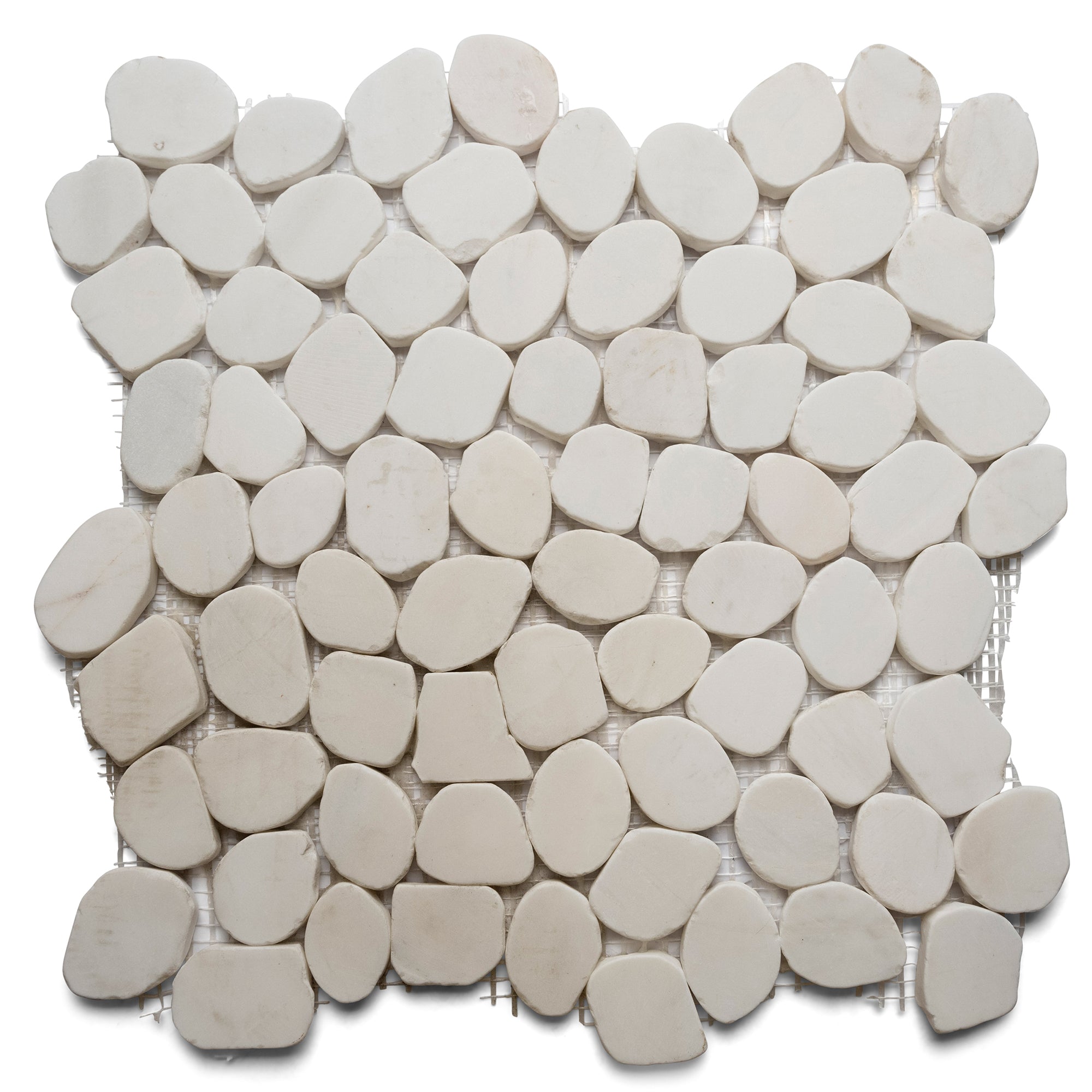 Bianco Dolomite Small Round Sliced Pebble Tile - Pebble Tile Shop