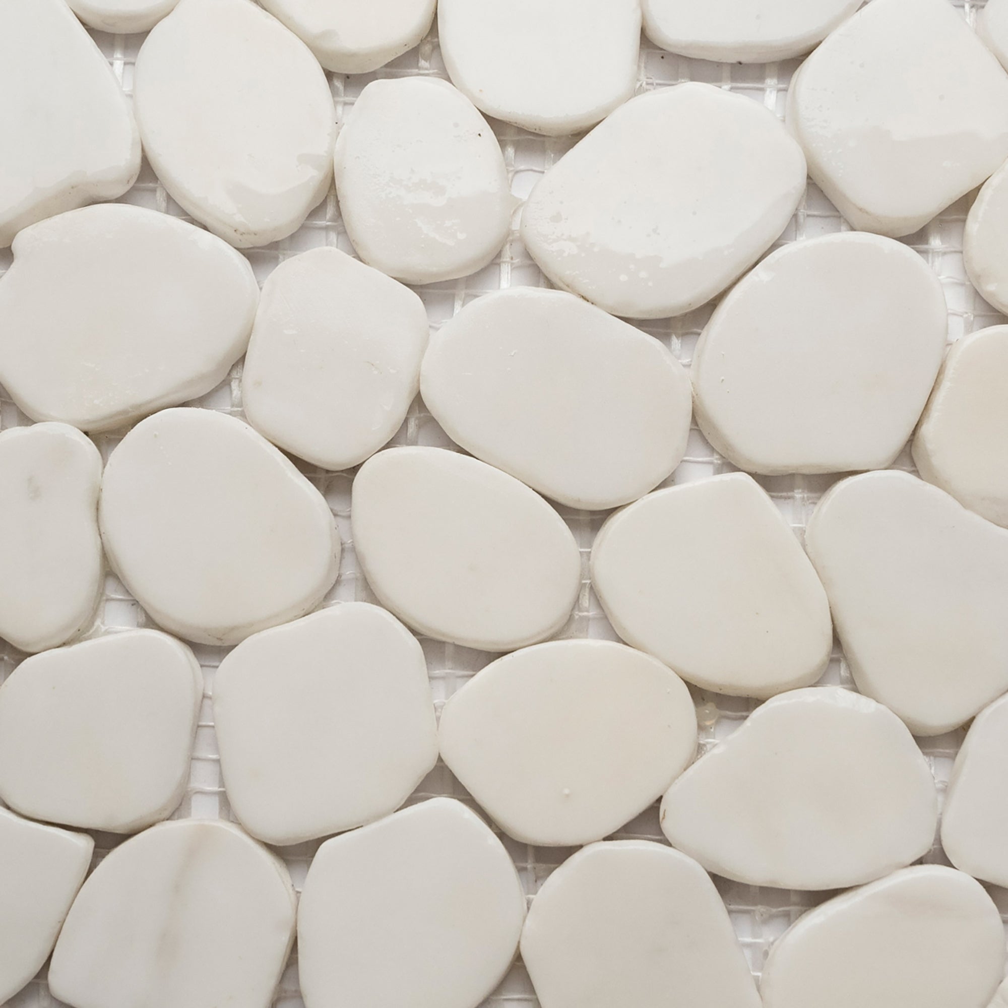 Bianco Dolomite Small Round Sliced Pebble Tile - Pebble Tile Shop