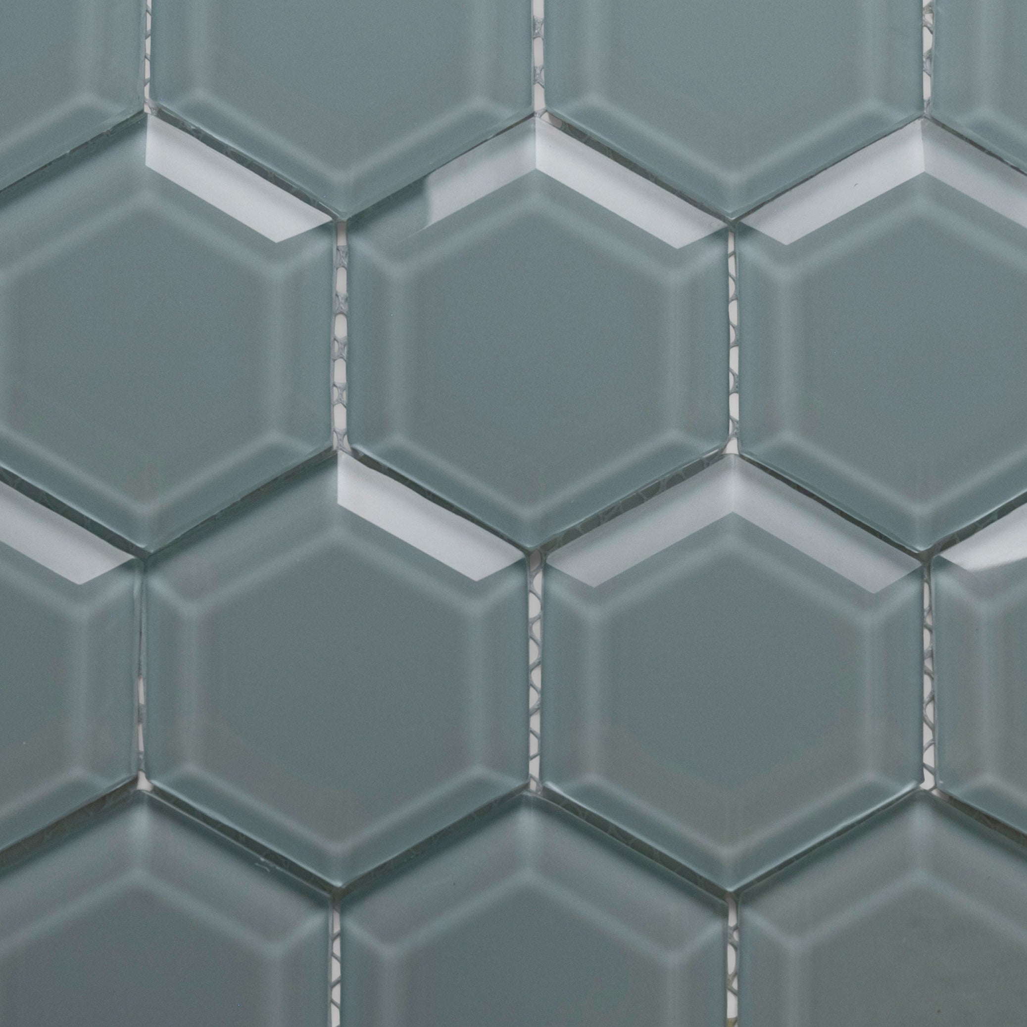 Vapor Hexagon Beveled Glass Tile - Pebble Tile Shop