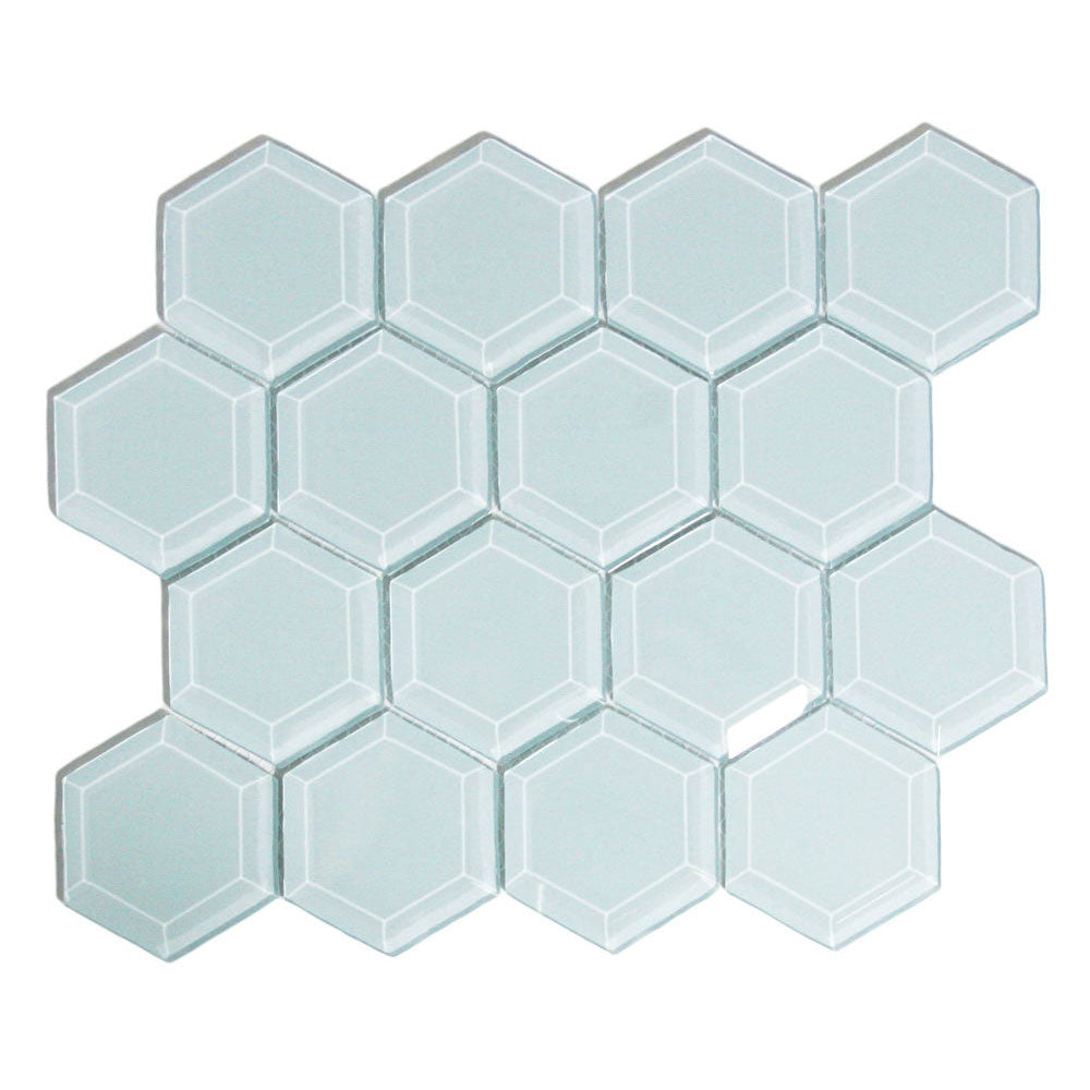 Vapor Hexagon Beveled Glass Tile - Pebble Tile Shop