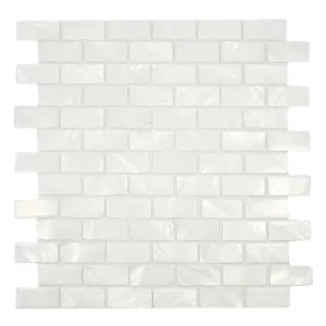 White 1x2 Pearl Shell Tile - Pebble Tile Shop