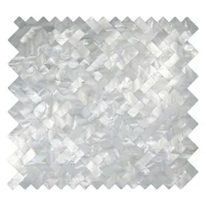 White Groutless Herringbone Pearl Tile - Pebble Tile Shop