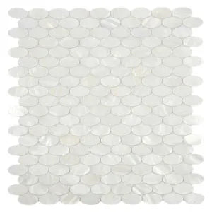 White Oval Pearl Shell Tile - Pebble Tile Shop