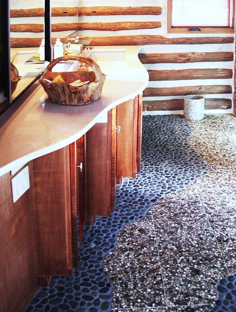 Black Pebble Tile Bathroom Flooring - Pebble Tile Shop