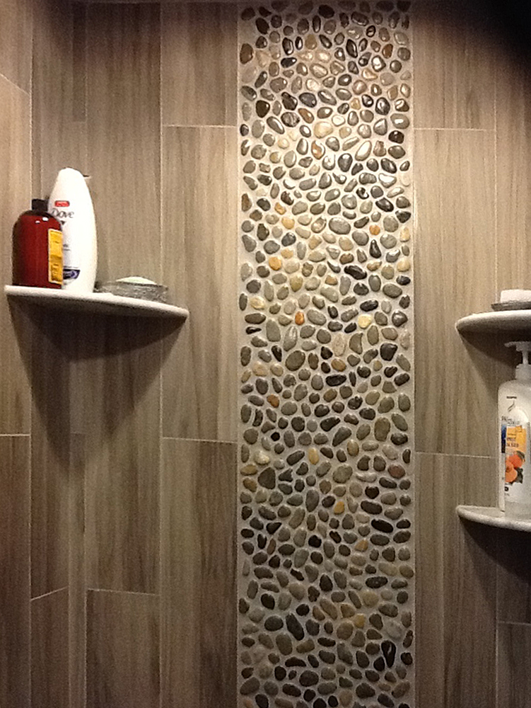 Glazed Bali Ocean Pebble Tile Shower Wall Accent - Pebble Tile Shop
