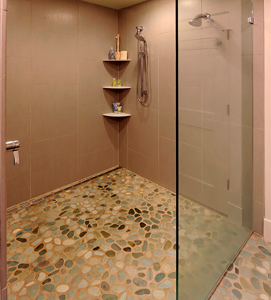 Green Pebble Shower Floor Tile - Pebble Tile Shop
