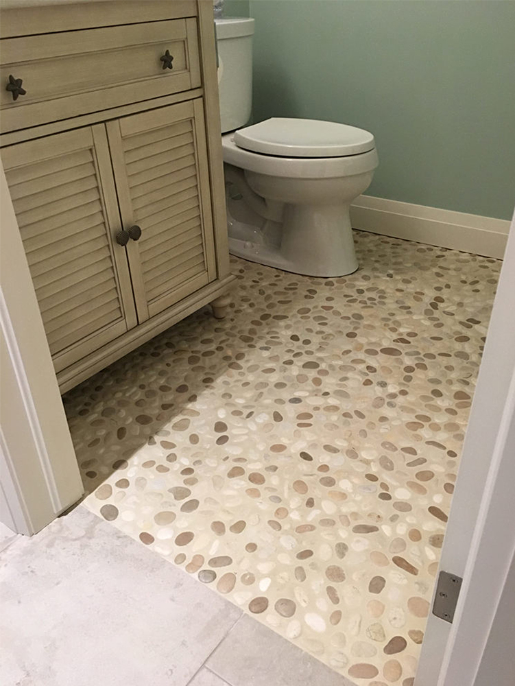 Java Tan and White Pebble Bathroom Flooring - Pebble Tile Shop