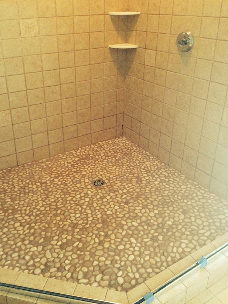 Java Tan Pebble Tile Shower - Pebble Tile Shop