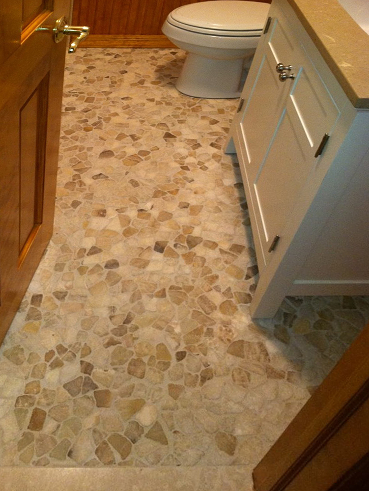 Mixed Quartz Mosaic Tile Bathroom Flooring - Pebble Tile Shop
