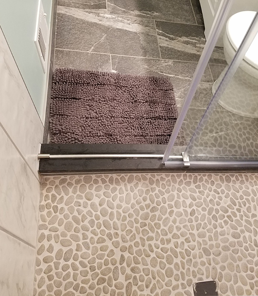 Primo Grey Pebble Tile Shower Pan - Pebble Tile Shop