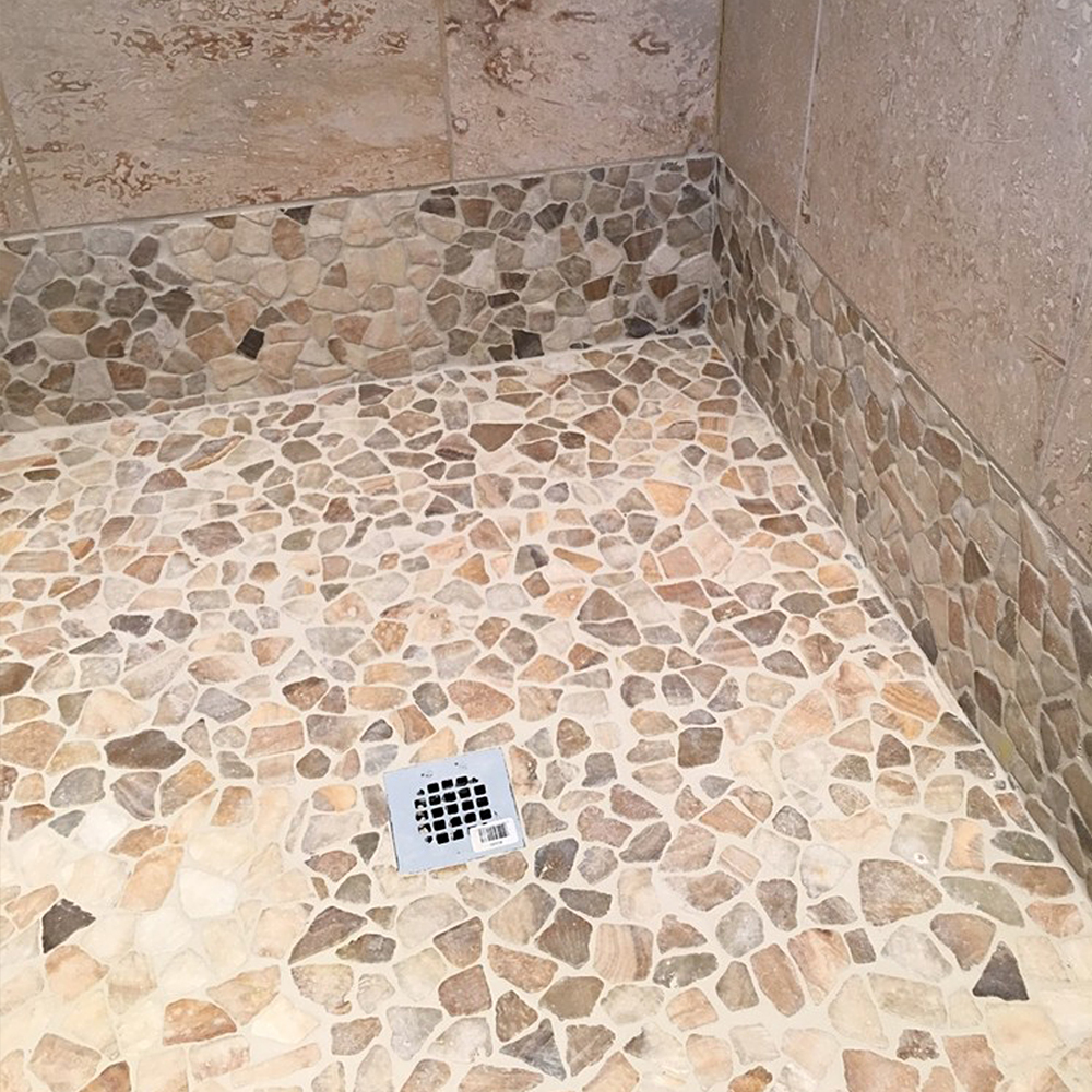 Quartz Mosaic Tile Shower Flooring and Wall Accent - Pebble Tile Shop
