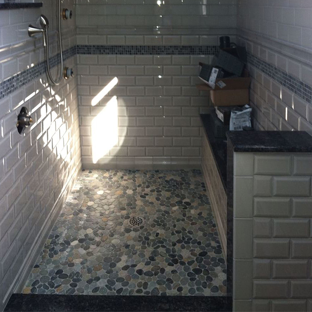 Sliced Bali Ocean Pebble Tile Bathroom Flooring - Pebble Tile Shop