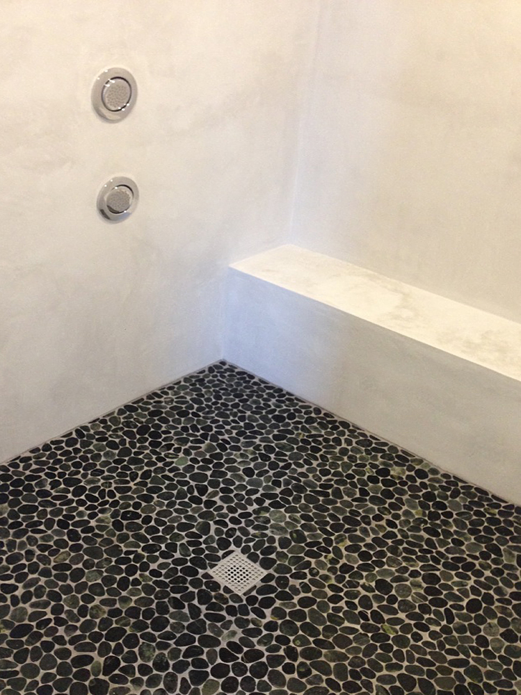 Sliced Black Pebble Tile High End Shower Remodel - Pebble Tile Shop